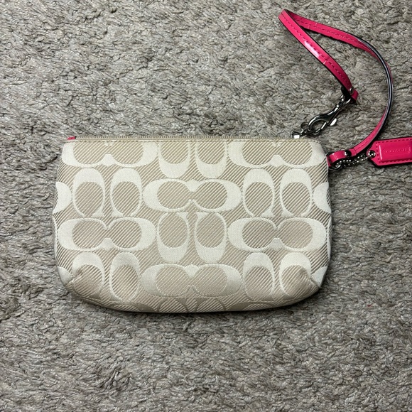 Coach Classic Monogram Wristlet with Pink Detailing Purse Wristlet - Picture 5 of 9